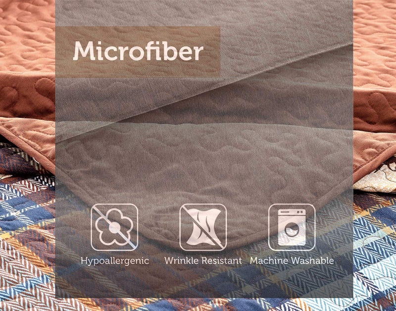 Rugs 4 Less River Fly Fishing Rustic Cabin Lodge Quilt Bedspread Bedding Set with Fishing and Southwestern Plaid Tweed Patterns Blue Brown - River Lodge (King / Cal-King) - Image 3